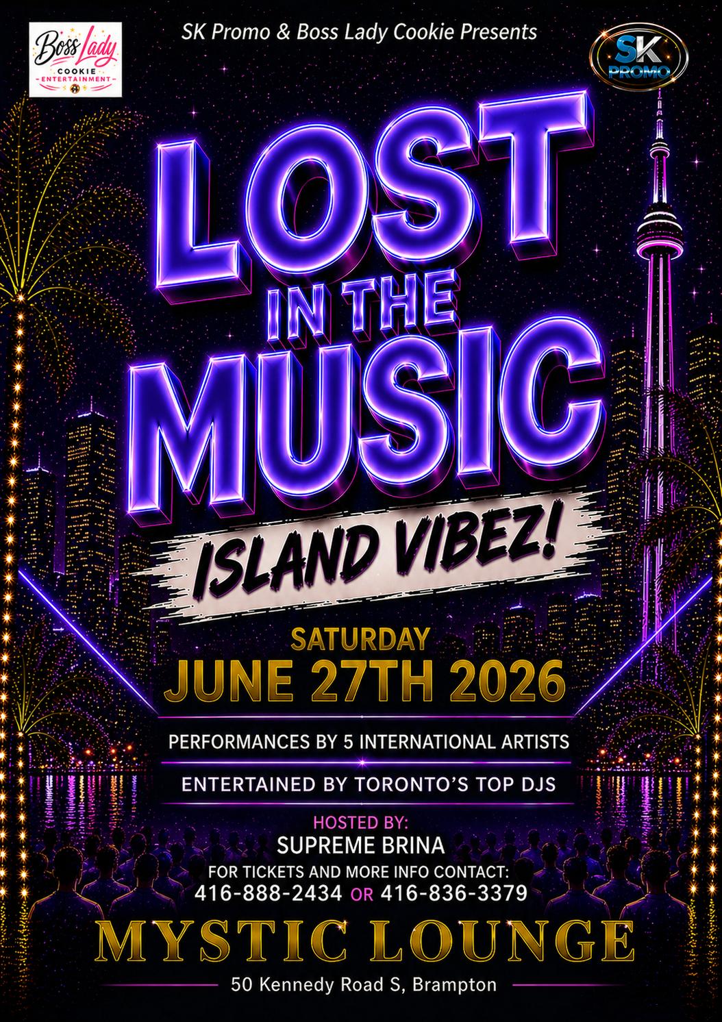 Event flyer: LOST IN THE MUSIC, ISLAND VIBEZ EDITION at Mystic Lounge, Brampton