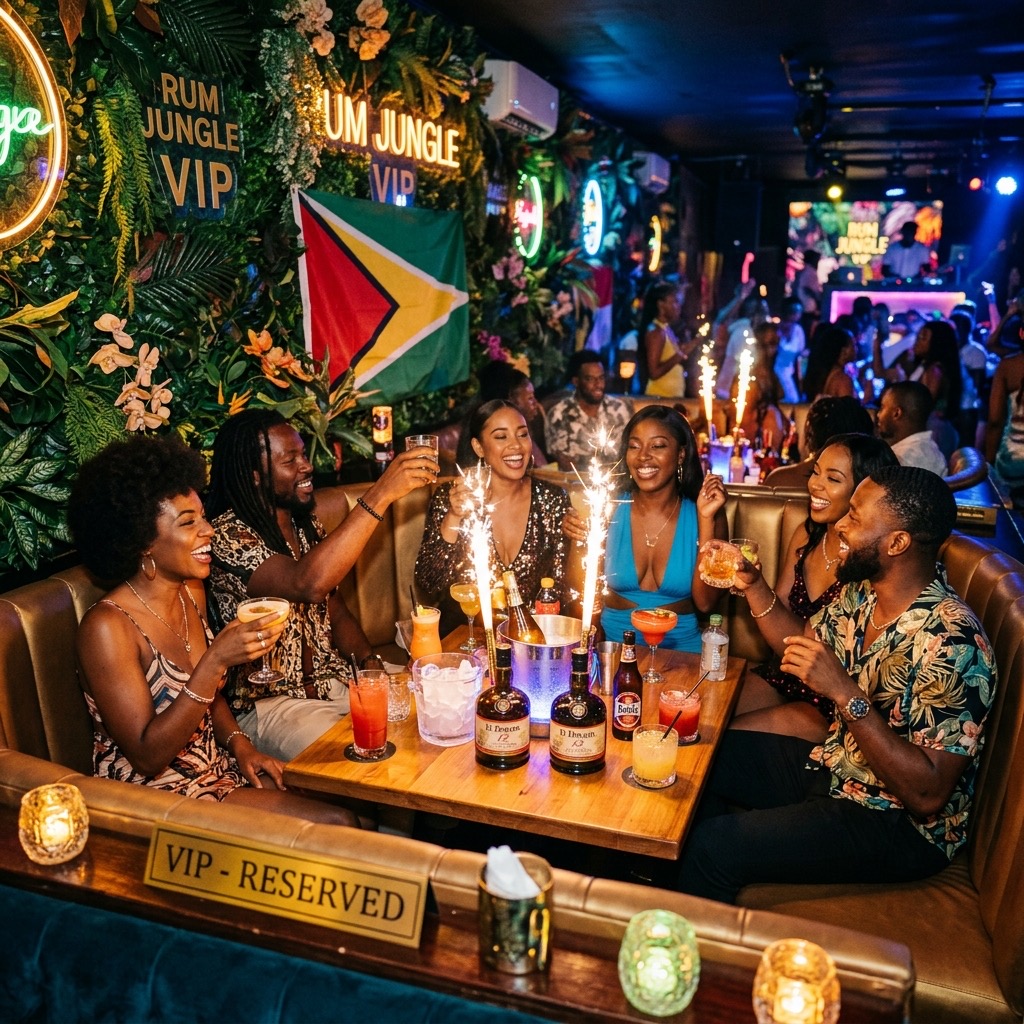 VIP section at Mystic Caribbean with bottle service and cocktails